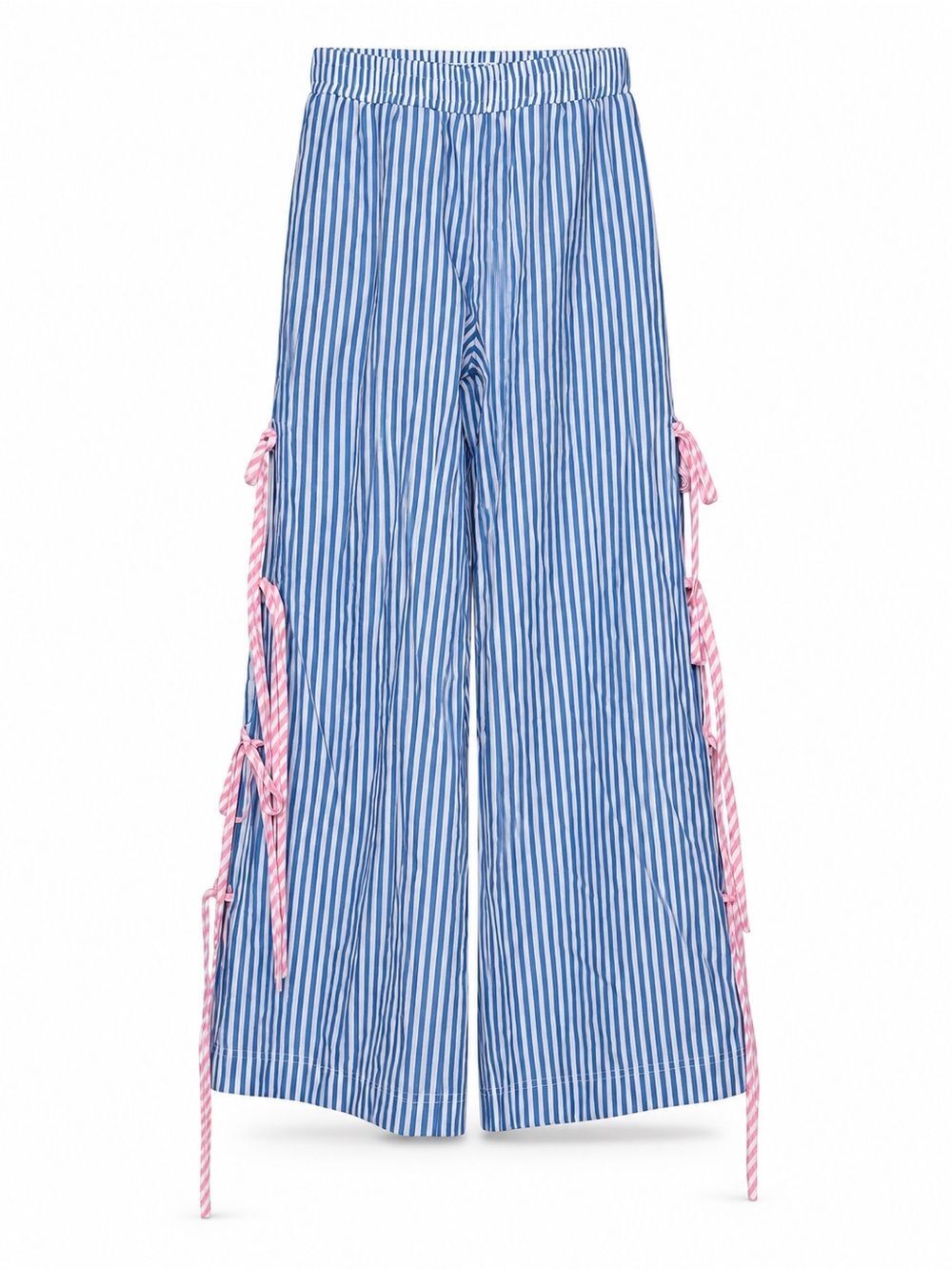 ee:some Striped Wide-Leg Pants Blue White Pink Ties Coquette Coastal S NWT